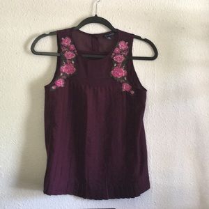 Embroidered AEO Sleeveless Top